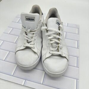 Adidas advantage White blue Leather Sneakers Casual Comfort‎ Tennis Shoes Mens